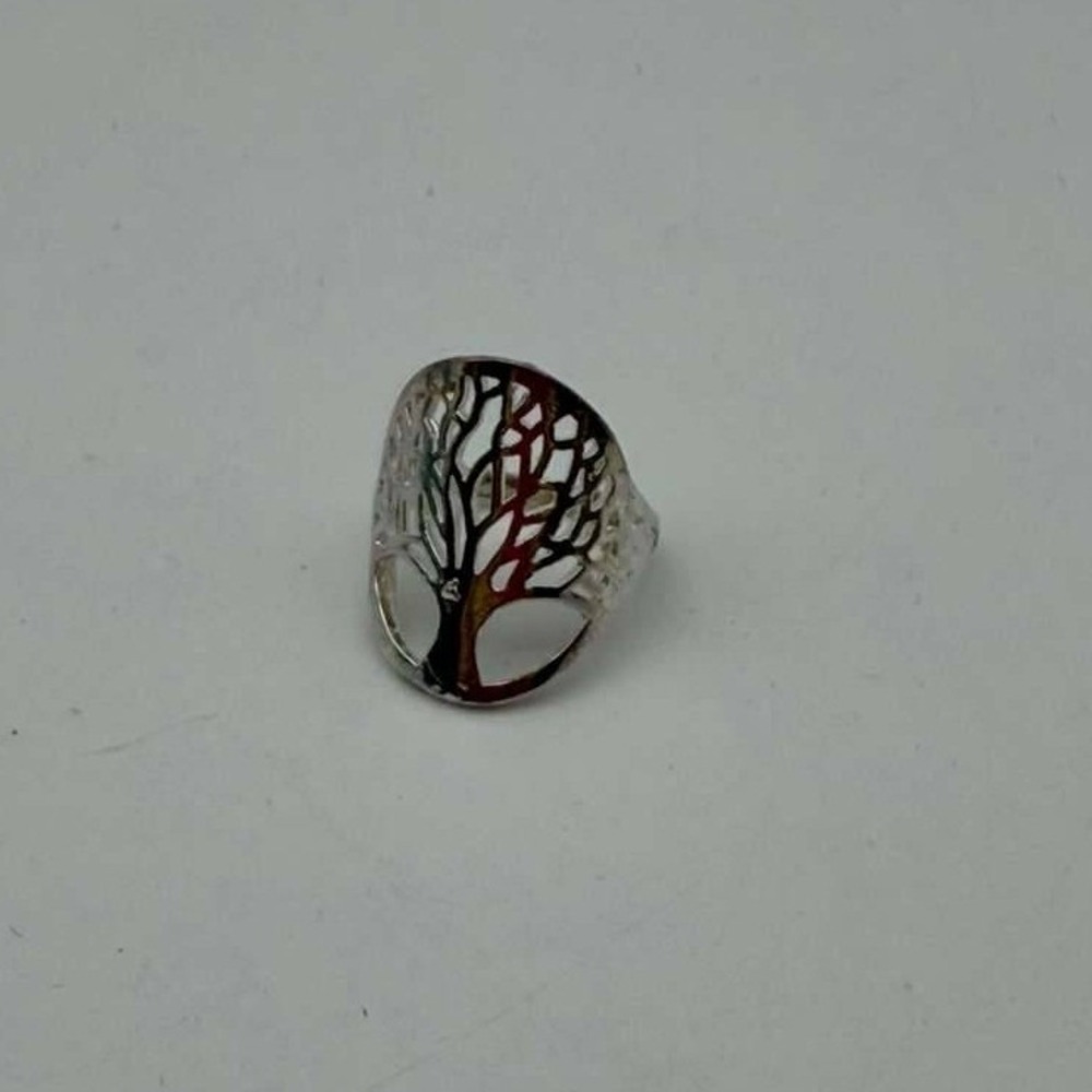 S925 Sterling Silver Tree Design Statement Ring Openwork Size 6 - Picture 10 of 10